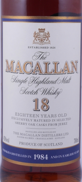 Macallan 1984 18 Years Sherry Oak Highland Single Malt Scotch Whisky 43,0%