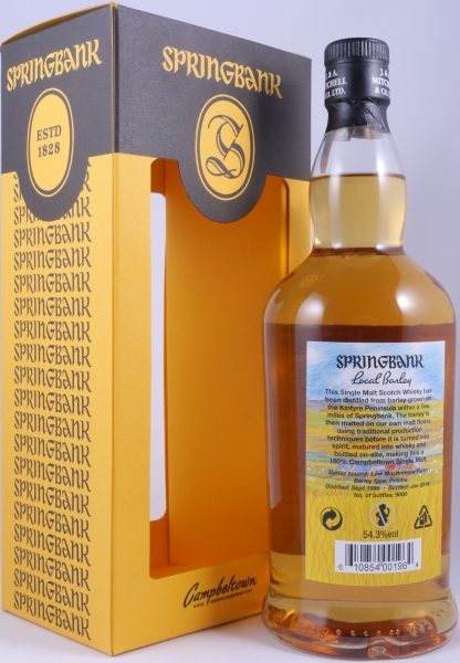 Springbank Vintage 1999 16 Years Local Barley Release 2016 Campbeltown Single Malt Scotch Whisky Cask Strength 54.3%