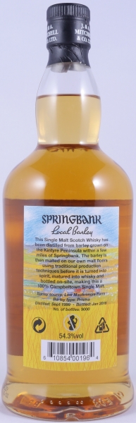 Springbank Vintage 1999 16 Years Local Barley Release 2016 Campbeltown Single Malt Scotch Whisky Cask Strength 54.3%