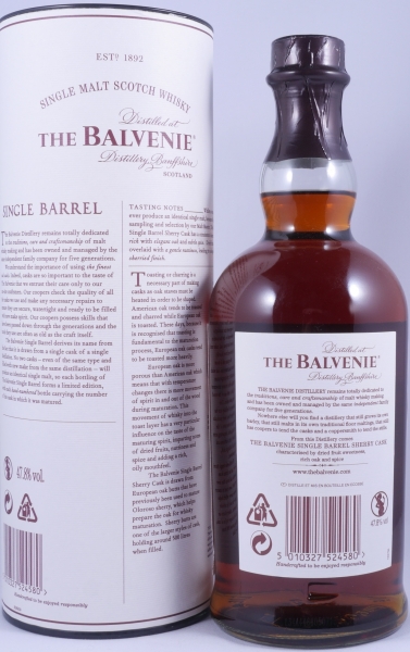 Balvenie 2001 15 Years Single Barrel Sherry Cask No. 11269 Highland Single Malt Scotch Whisky 47,8%