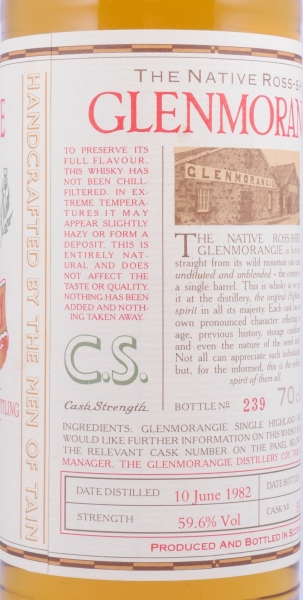 Glenmorangie 1982 10 Years-old American Oak Cask No. 5337 The Native Ross-Shire Highland Single Malt Scotch Whisky 59,6%
