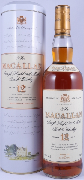 Macallan 12 Years Sherry Wood Round Metal Tin Highland Single Malt Scotch Whisky 43.0%
