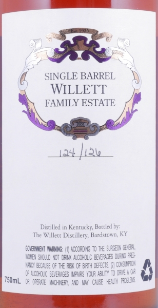 Willett 1993 18 Years Single Barrel No. 66 Wax Sealed Family Estate Rare Release Kentucky Straight Bourbon Whiskey 67,7%