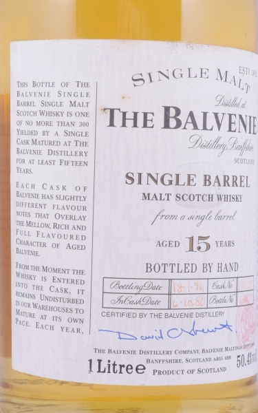 Balvenie 1980 15 Years Single Barrel Oak Cask No. 13275 Highland Single Malt Scotch Whisky 50,4% 1,0 Liter