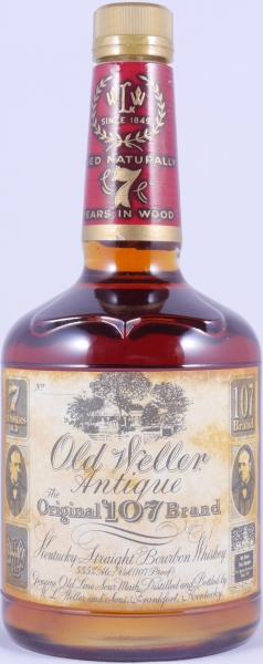 Old Weller 7 Years Antique The Original 107 Brand Kentucky Straight Bourbon Whiskey Dumpy Bottle 53.5%