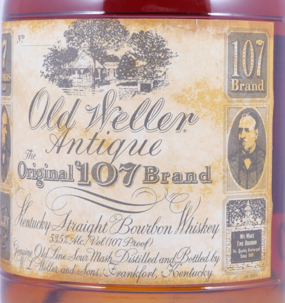 Old Weller 7 Years Antique The Original 107 Brand Kentucky Straight Bourbon Whiskey Dumpy Bottle 53.5%