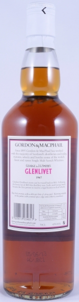 Glenlivet 1967 45 Years Gordon and MacPhail J.G. Smiths Label Speyside Single Malt Scotch Whisky 43.0%