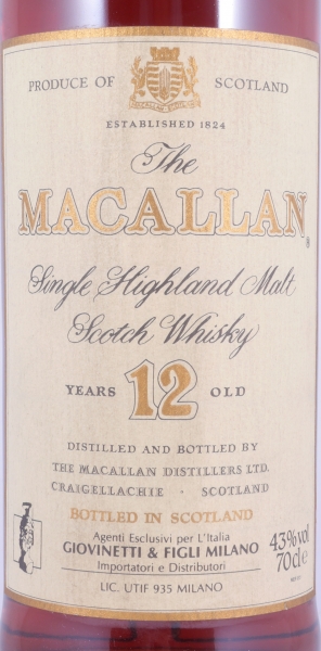 Macallan 12 Years Sherry Wood Giovinetti and Figli Milano Highland Single Malt Scotch Whisky 43.0%