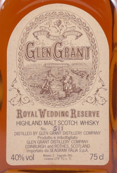 Glen Grant 25 Years Royal Wedding Reserve Limited Edition Highland Single Malt Scotch Whisky 40,0%