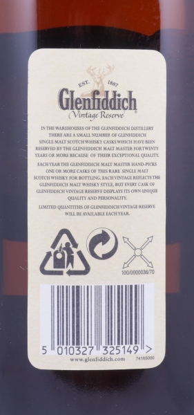 Glenfiddich 1973 33 Years Sherry Cask No. 9875 Vintage Reserve Collection Speyside Single Malt Scotch Whisky 46.5%