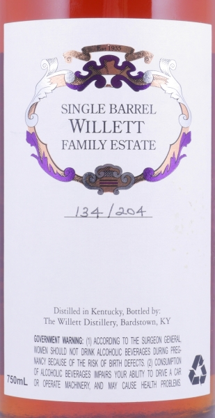 Willett 6 Years Single Barrel No. 110 Purple Wax Sealed Family Estate Rare Release Kentucky Straight Bourbon Whiskey 60.6%