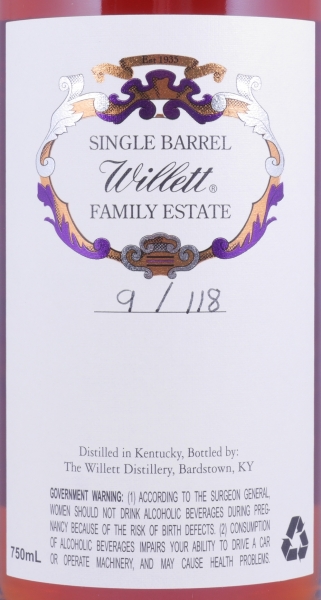 Willett 11 Years Single Barrel No. 1590 Family Estate Rare Release Kentucky Straight Bourbon Whiskey 62,45%