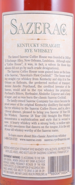 Sazerac 1995 18 Years Buffalo Trace Antique Collection 2013 Kentucky Straight Rye Whiskey 45,0%
