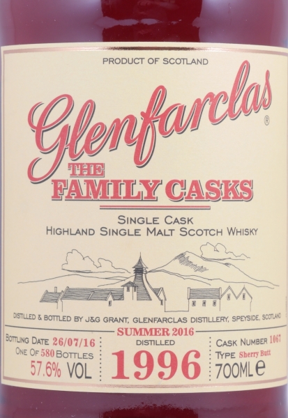 Glenfarclas 1996 20 Years The Family Casks First Fill Sherry Butt Cask No. 1067 Highland Single Malt Scotch Whisky 57,6%