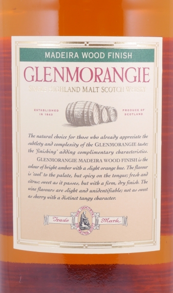 Glenmorangie Madeira Wood Finish Highland Single Malt Scotch Whisky 43.0% 1.0 Litre