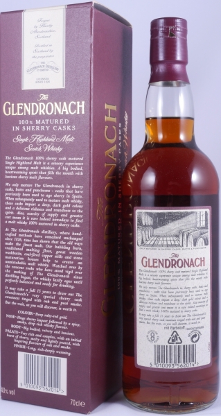 Glendronach 15 Years Old Bottling 100% Matured in Sherry Casks Highland Single Malt Scotch Whisky 40.0%