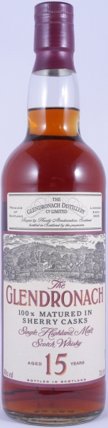 Glendronach 15 Years Old Bottling 100% Matured in Sherry Casks Highland Single Malt Scotch Whisky 40.0%