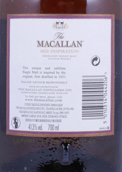 Macallan 1851 Inspiration Limited Edition Highland Single Malt Scotch Whisky 41.3%