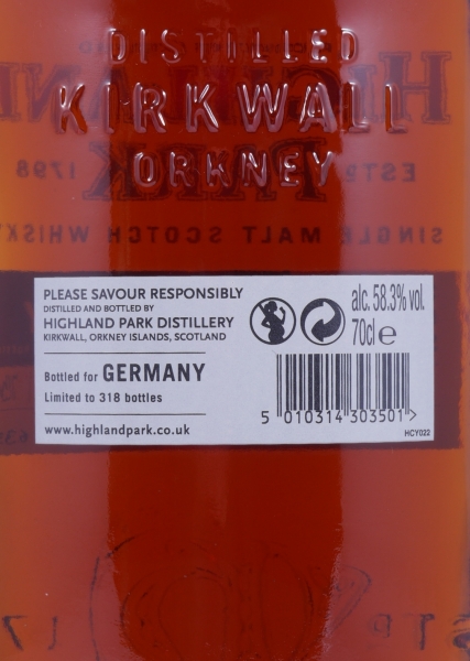 Highland Park 2002 13 Years 1st Fill Sherry Hogshead Cask No. 6353 Orkney Islands Single Malt Scotch Whisky 58.3%