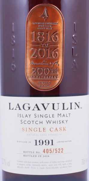 Lagavulin 1991 24 Years Sherry Butt 200th Anniversary Charity Islay Single Malt Scotch Whisky 52.7%