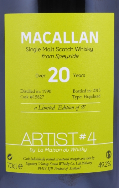 Macallan 1990 over 20 Years Hogshead Cask No. 15827 La Maison du Whisky Artist #4 Highland Single Malt Scotch Whisky 49,2%