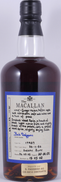 Macallan 1980 21 Years Sherry Butt Cask No. 17937 Exceptional Single Cask 3 Blue Ribbon Highland Single Malt Scotch Whisky 51,0%