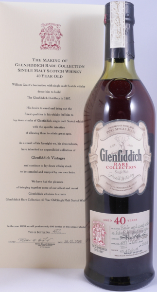 Glenfiddich 40 Years Rare Collection Release 2008 Speyside Pure Single Malt Scotch Whisky Wooden Box 45.4%