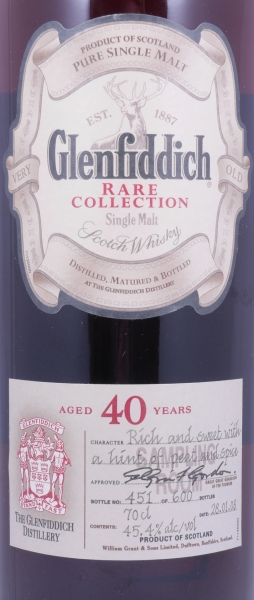 Glenfiddich 40 Years Rare Collection Release 2008 Speyside Pure Single Malt Scotch Whisky Wooden Box 45.4%