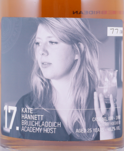 Bruichladdich 1990 25 Years Sherry Hogshead Cask No. 006 Laddie Crew Valinch No. 17 Kate Hannett Islay Single Malt Scotch Whisky 48.2%