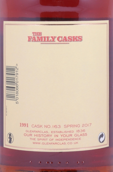 Glenfarclas 1991 25 Years The Family Casks 1st Fill Sherry Butt Cask No. 163 Highland Single Malt Scotch Whisky 57.6%