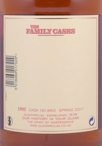 Glenfarclas 1992 24 Years The Family Casks First Fill Sherry Butt Cask No. 862 Highland Single Malt Scotch Whisky 59,0%
