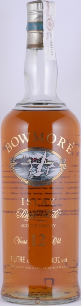 Bowmore 12 Years Islay Single Malt Scotch Whisky Glass Printed Label with 3 Icons 43.0%