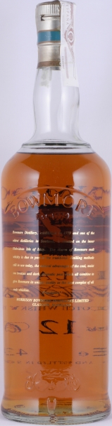 Bowmore 12 Years Islay Single Malt Scotch Whisky Glass Printed Label with 3 Icons 43.0%