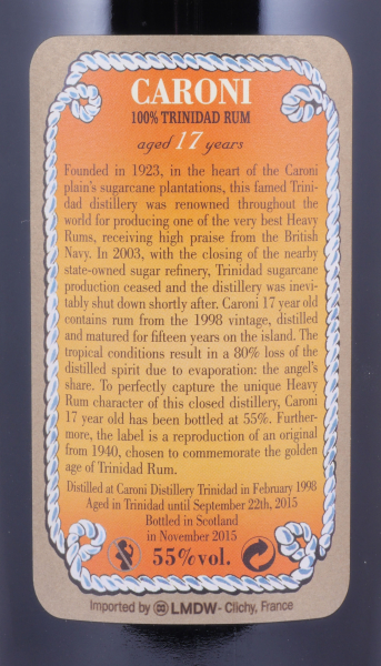 Caroni 1998 17 Years Extra Strong 110° Proof Heavy Trinidad Rum 55,0%