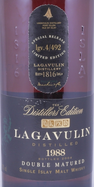 Lagavulin 1988 16 Years Distillers Edition 2004 Special Release lgv.4/492 Islay Single Malt Scotch Whisky 43.0%