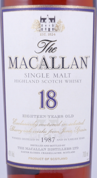 Macallan 1987 18 Years Sherry Oak Highland Single Malt Scotch Whisky 43,0%