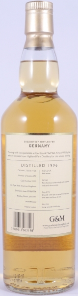 Highland Park 1996 21 Years Refill American Hogshead Cask No. 1772 Gordon und MacPhail Reserve Orkney Islands Single Malt Scotch Whisky 46,0%