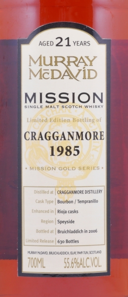 Cragganmore 1985 21 Years Bourbon / Tempranillo Rioja Cask Finish Murray McDavid Mission Gold Speyside Single Malt Scotch Whisky 55,6%
