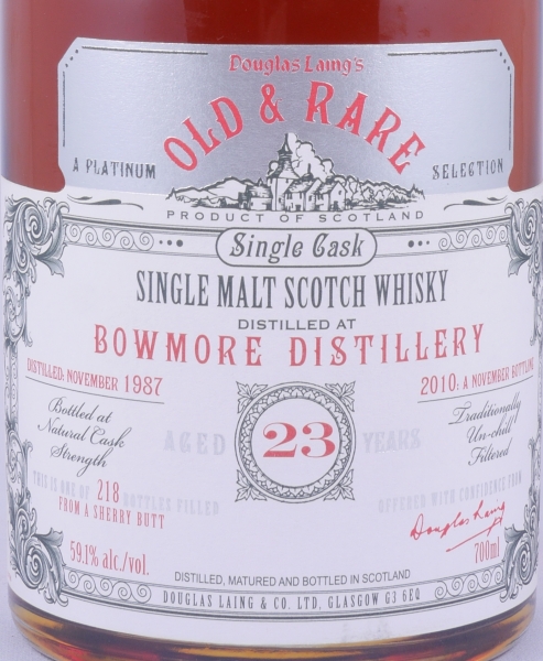 Bowmore 1987 23 Years Sherry Butt Douglas Laing Old and Rare Platinum Selection Islay Single Malt Scotch Whisky 59,1%