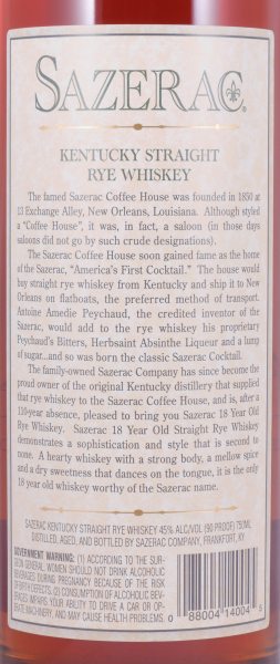 Sazerac 1988 18 Years Buffalo Trace Antique Collection 2006 Kentucky Straight Rye Whiskey 45,0%