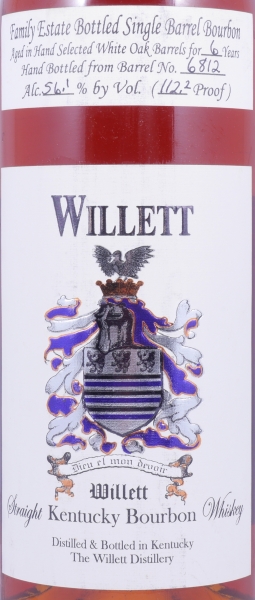 Willett 2002 6 Years Single Barrel No. 6812 Silver Wax Sealed Family Estate Rare Release Kentucky Straight Bourbon Whiskey 56,1%