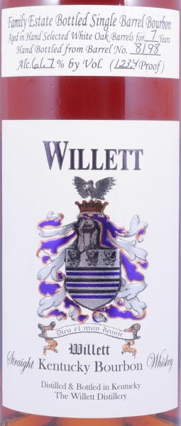 Willett 2001 7 Years Single Barrel No. 8198 Family Estate Rare Release Kentucky Straight Bourbon Whiskey 61.7%