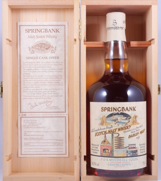 Springbank 1966 32 Years Local Barley Bourbon Cask No. 1966 500 Campbeltown Single Malt Scotch Whisky 54.2%