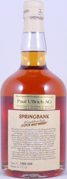 Springbank 1966 32 Years Local Barley Bourbon Cask No. 1966 500 Campbeltown Single Malt Scotch Whisky 54.2%