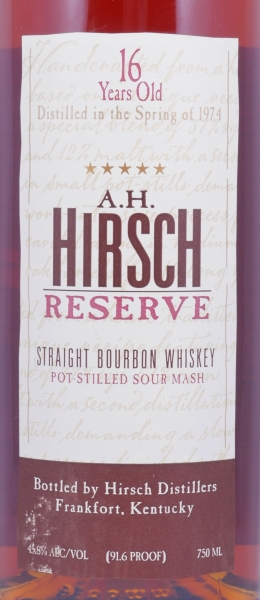 A.H. Hirsch Reserve 1974 16 Years Gold Foil Straight Bourbon Whiskey 45.8%