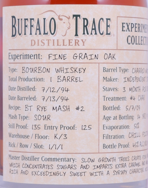 Buffalo Trace 1994 14 Years Fine Grain Oak Bourbon Whiskey 7th Release 2009 Experimental Collection 45.0%