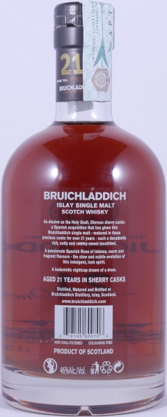Bruichladdich 21 Years Oloroso Sherry Casks Limited Edition Release 2008 Islay Single Malt Scotch Whisky 46.0%