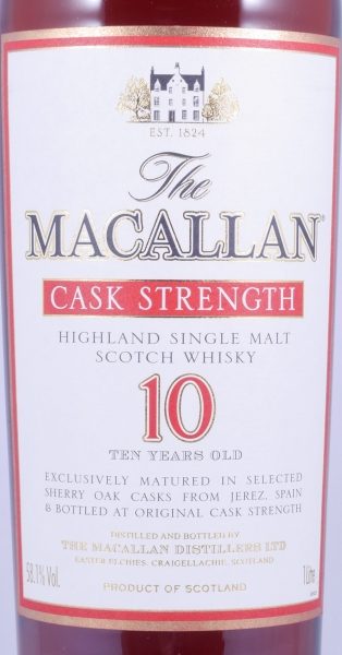 Macallan 10 Years Cask Strength Sherry Oak Highland Single Malt Scotch Whisky 58.1%