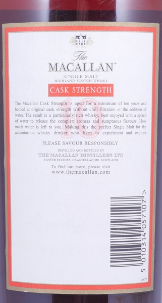 Macallan 10 Years Cask Strength Sherry Oak Highland Single Malt Scotch Whisky 57,3% 1,0L