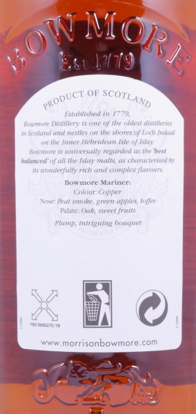 Bowmore 15 Years Mariner Islay Single Malt Scotch Whisky Seagull Label with 3 Icons 43,0%